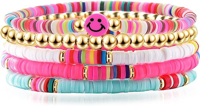 MOROTOLE 6pcs Seed Beaded Bracelets and gold Bead bracelets Set Handmade Stretch Bracelet for Wom... | Amazon (US)