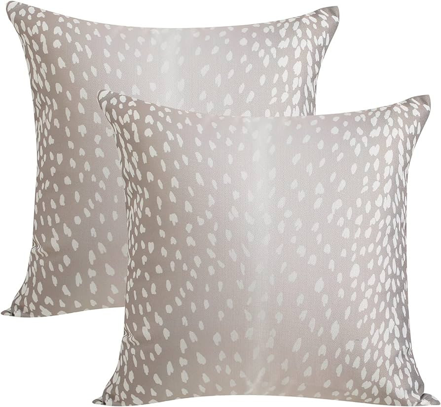 EMWEYKE Set of 2 Antelope Pillow Covers, 20x20 Inch Soft Linen Faux Fawn Animal Print Modern Euro... | Amazon (US)
