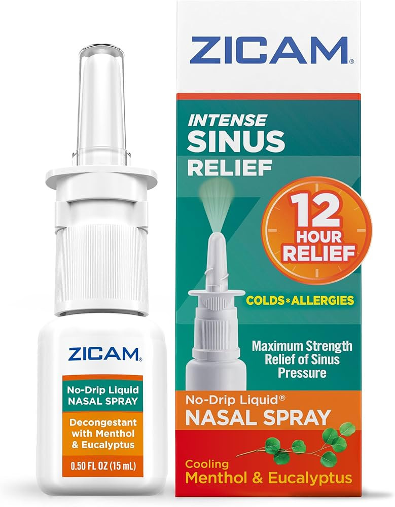 Zicam Intense Sinus Relief Nasal Spray,Transparent Cooling Menthol and Eucalyptus, 0.5 Fl Oz | Amazon (US)