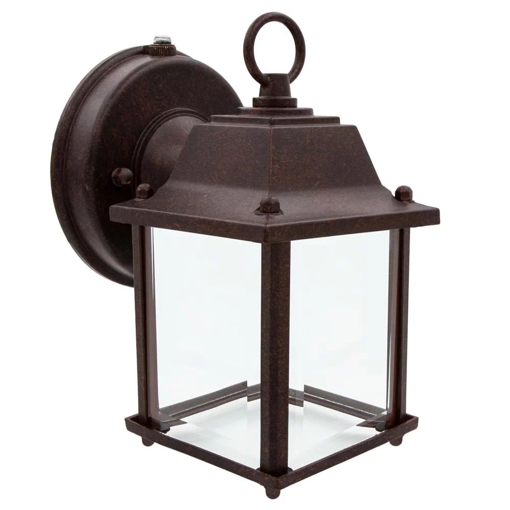 Maxxima LED Porch Lantern Outdoor Wall Light, Aged Bronze w/ Clear Glass, Dusk to Dawn Sensor, 65... | Walmart (US)