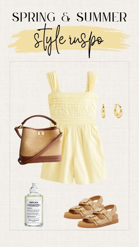 Summer outfits. Yellow linen romper. Summer fashion. Sandals. 

#LTKsalealert #LTKSeasonal #LTKGiftGuide