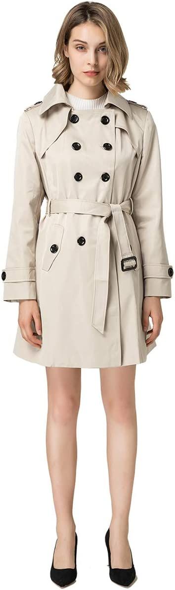 NANJUN Women's Double-Breasted Trench Coat Classic Lapel Overcoat Slim Outerwear Waterproof Coat ... | Amazon (US)