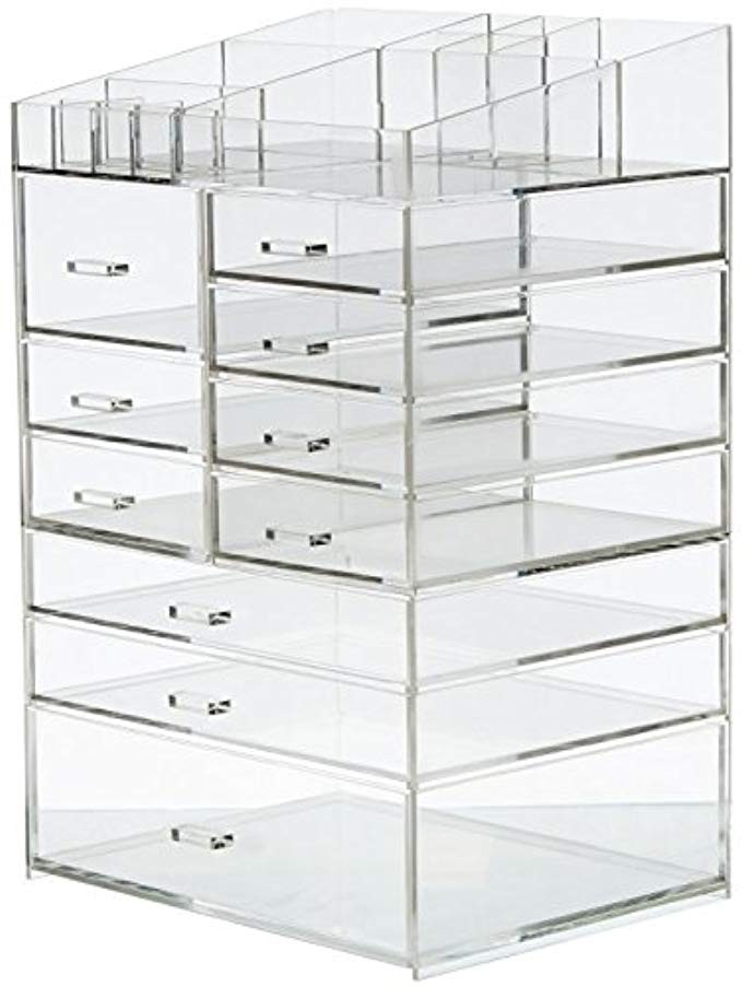 Cq acrylic Extra Large 8 Tier Clear Acrylic Cosmetic Makeup Storage Cube Organizer 10 Drawers. The T | Amazon (US)