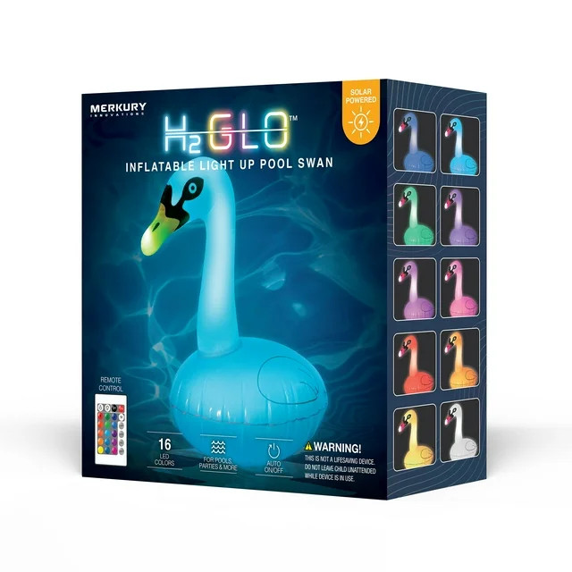 Merkury Innovations H2GLO Inflatable LED Swan Pool Float with Remote Control (Solar-Powered, 16 C... | Walmart (US)
