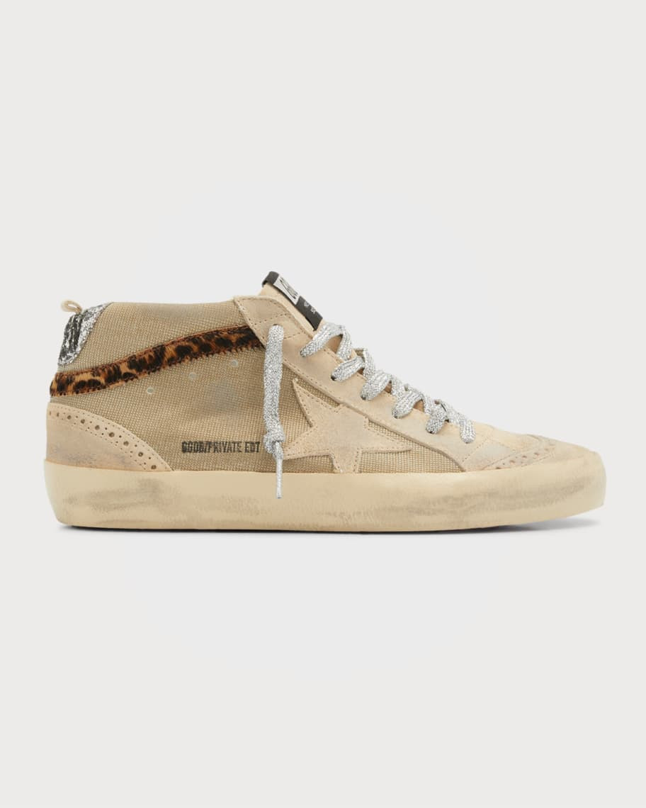 Golden Goose Midstar Mixed Media Wing-Tip Sneakers | Neiman Marcus