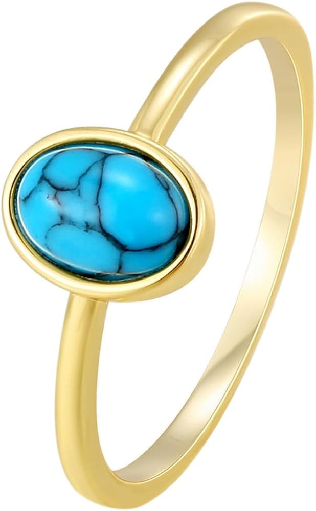 LadayPoa Turquoise Ring for Women. 18k Gold Plated Western Jewelry. Statement Ring with Blue Ston... | Amazon (US)
