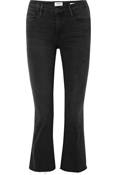 FRAME - Le Crop Mini Mid-rise Bootcut Jeans - Black | NET-A-PORTER (US)
