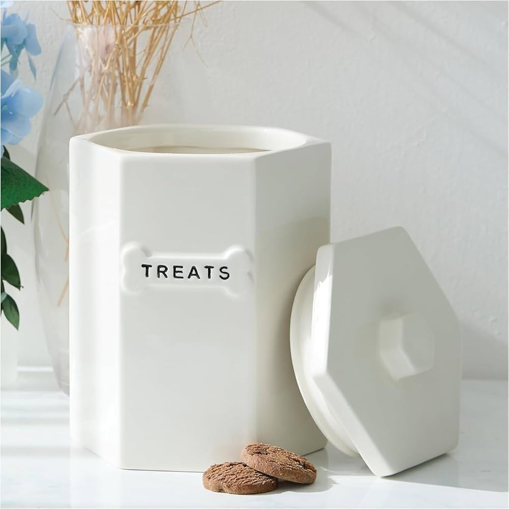 New Upgraded Dog Treat Jar with Airtight Sealing Lid Hexagon Doggy Treat Container Canister with ... | Amazon (US)