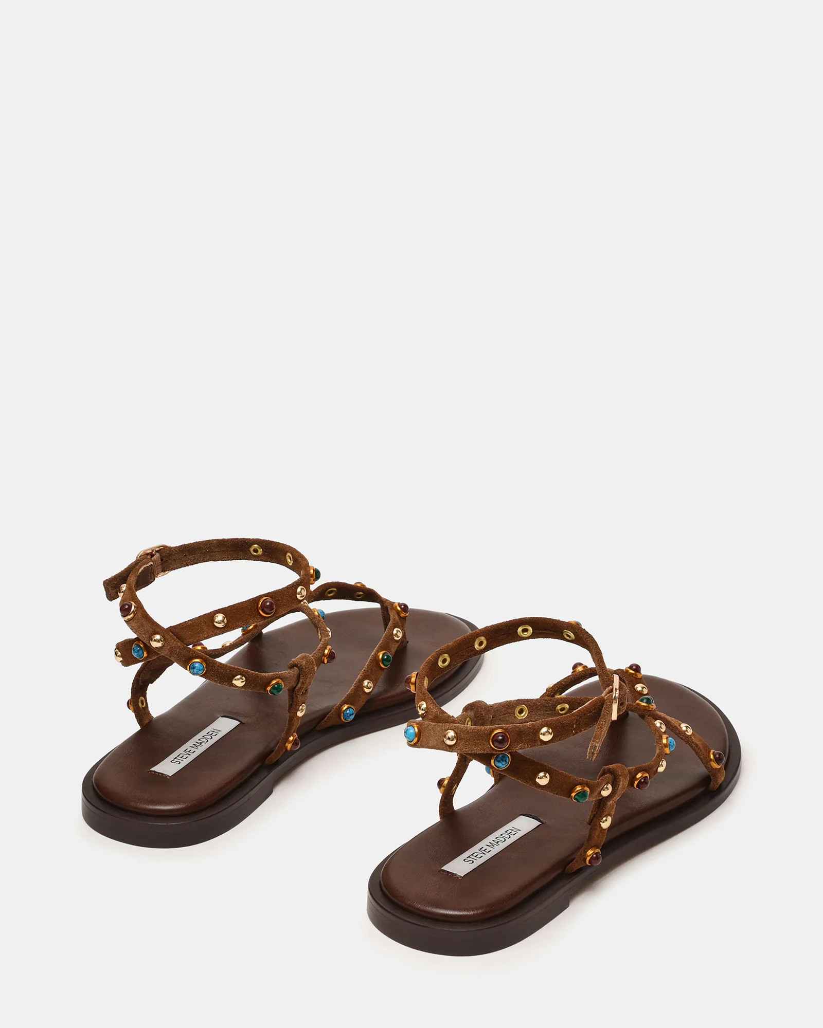 MATHIS Tan Suede Studded Embellished Strappy Thong Women's Sandal | Steve Madden (US)