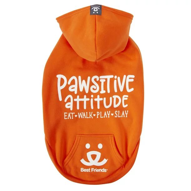 Best Friends "Pawsitive Attitude" Dog Hoodie - Orange, XSmall - Walmart.com | Walmart (US)