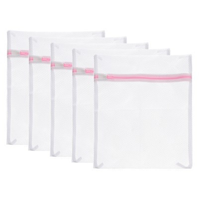 Unique Bargains Mesh Laundry Wash Bag with Zipper for Delicate Clothing 5 Pcs Pink 9.1"x11.8" | Target