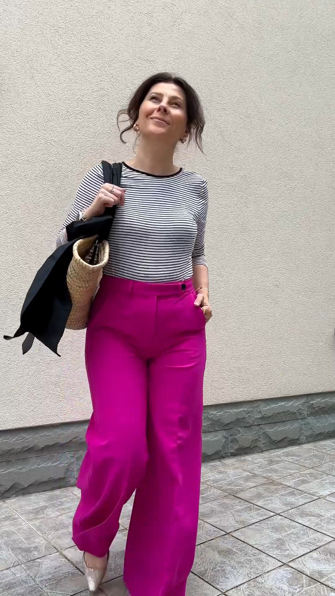 Pink trousers—they inject a lively energy into the look, instantly elevating the classic stripe top. 
Play with contrast and juxtaposition to create a look that’s uniquely yours. 

Trousers are TTS, wearing size UK 10. 


#LTKStyleTip #LTKWorkwear #LTKOver40