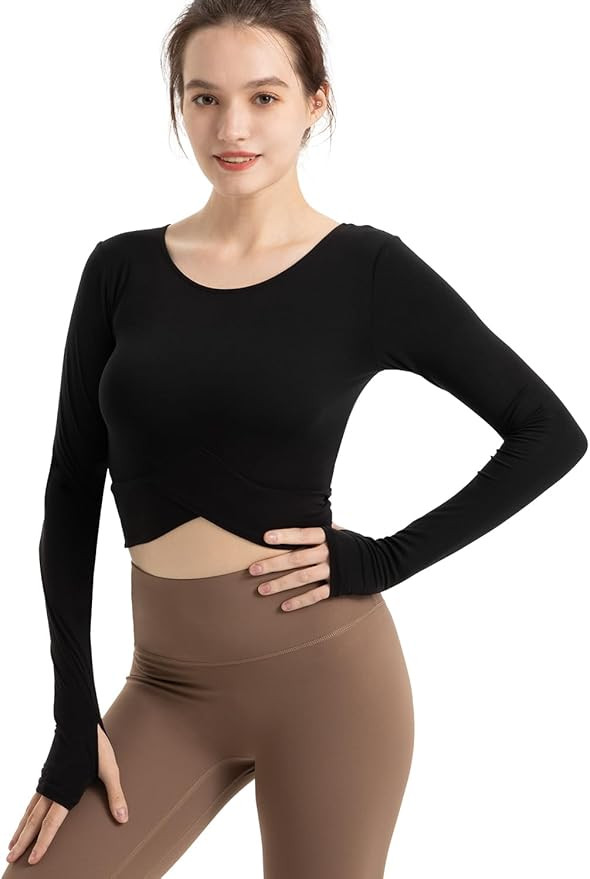 CHAMWEY women‘s workout T-shirt cropped tops crewneck moisture wicking quick dry slim fit | Amazon (US)