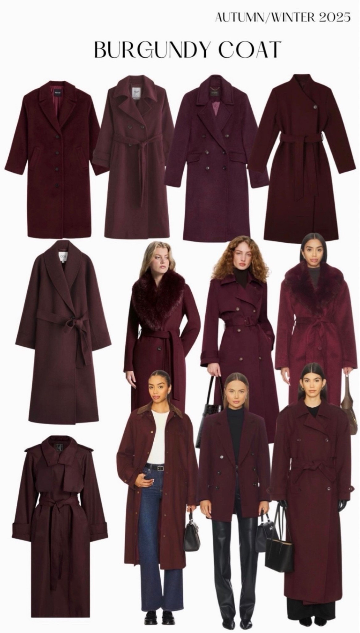 Fall/winter 2026-2026 trends: Burgundy Coat.
Shop winter coats, trench coats, long and short burgundy coats 

#coat #winter #fall #trends #burgundy #trenchcoat #coats #fur #furcollar #short #trench #long 

#LTKSeasonal #LTKCyberWeek #LTKWorkwear