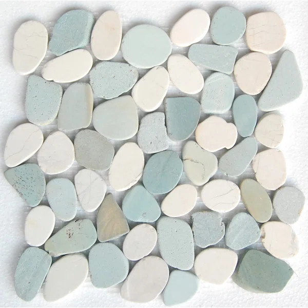 Sky Random Sized Natural Stone Mosaic Tile in Green/White | Wayfair North America