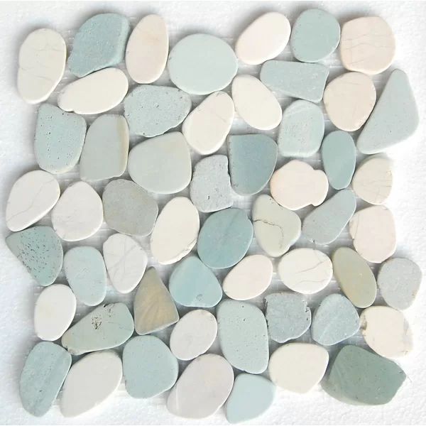 Sky Random Sized Natural Stone Mosaic Tile in Green/White | Wayfair North America