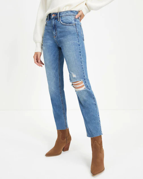 Adrian High Rise Rigid Distressed Straight Jeans | VICI