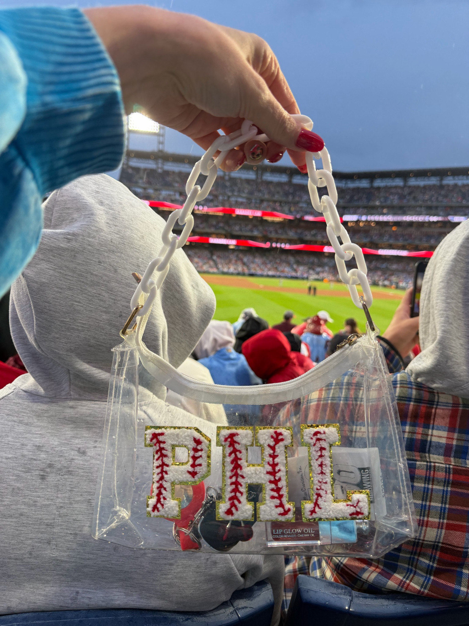 Essentials only, and always in my Phannies stadium approved Philadelphia Phillies purse ⚾️ ✔️ LETS GO PHILS
Check out their Etsy - such trendy game day bags

#LTKaccessories #LTKsports #MLB #Baseball #GameDayStyle #Phillies #PhilliesGame #BaseballSeason #GameDayOOTD #ClearBag #StadiumApproved #EtsyFind #MLBStyle #SportsStyle #GameDayBag #WeekendStyle #PhillySports #LipOil #Under10

#LTKSeasonal #LTKBeauty #LTKootd