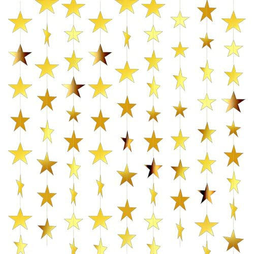 6PCS Gold Star Garland Decorations - 78 Feet Double Side Hanging Stars Decorations for Ceiling, Paper Star Garland Gold Star Streamers for Birthday Wedding Engagement Homecoming Classroom Party | Amazon (US)