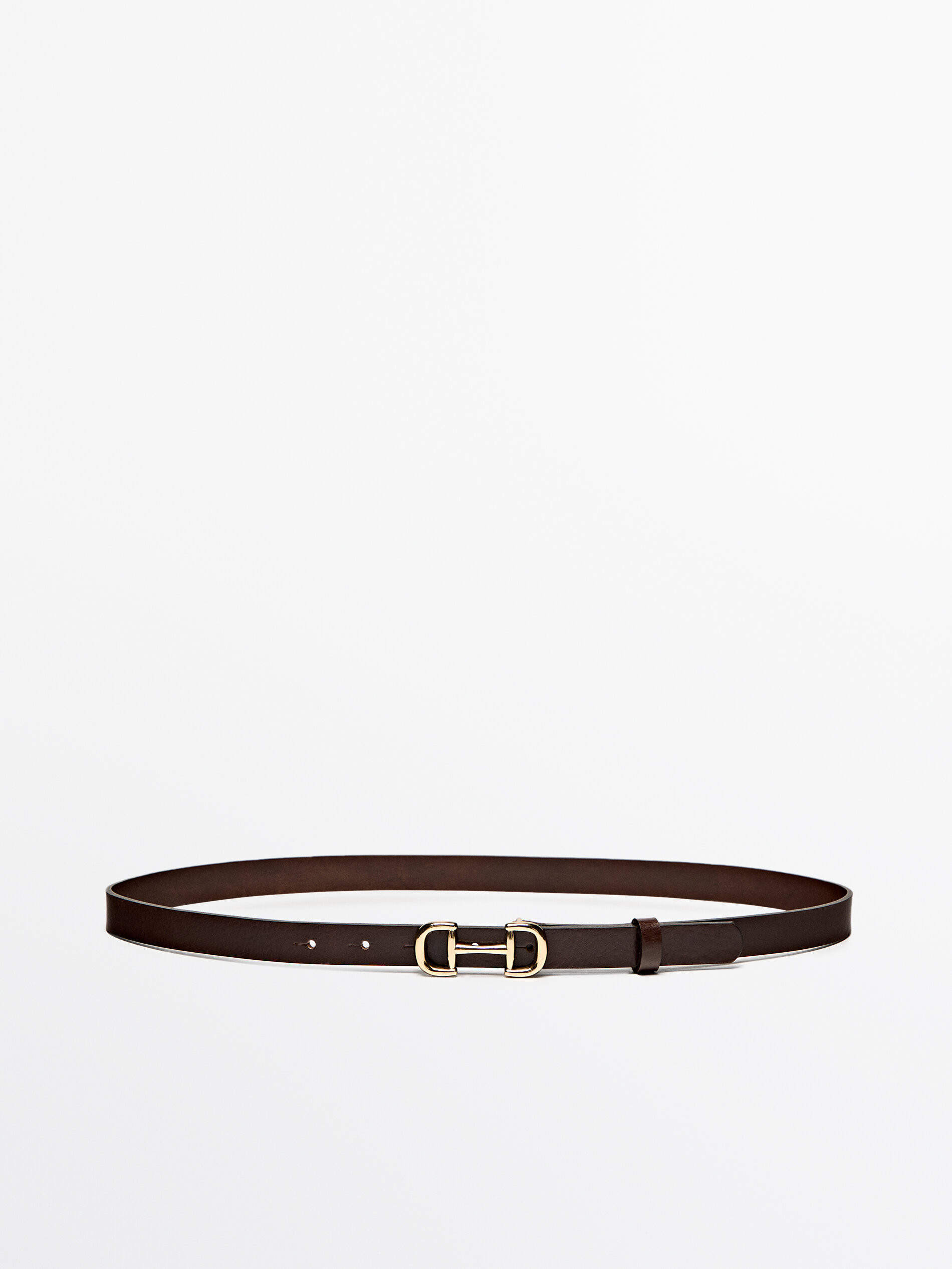 Leather belt with double buckle | Massimo Dutti UK