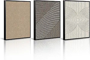 Boho Modern Wall Art Pictures Neutral Abstract Canvas Wall Decor Minimalist Line Wall Art Beige B... | Amazon (US)