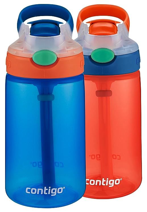 Contigo Kids Gizmo Flip Water Bottles, 14oz, French Blue/Coral, 2-Pack | Amazon (US)