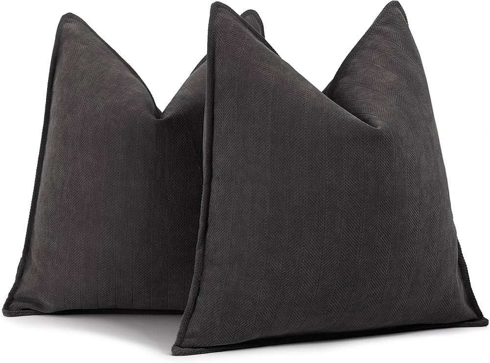 ZWJD Rustic Gray Pillow Covers 26x26 Set of 2 Chenille Pillow Covers with Elegant Design Soft and... | Amazon (US)