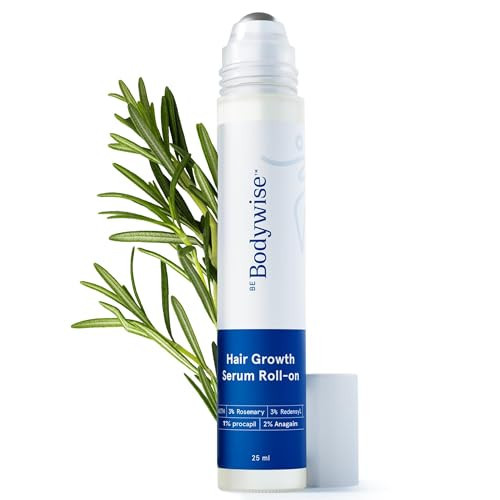 Be Bodywise Rosemary Hair Growth Serum Roll On 25 ml – 3% Rosemary, 3% Redensyl & 2% Anagain | DHT-Blocking Scalp Serum Boosts Oxygen Flow, Reduces Hair Fall | Paraben/Sulfate-Free | Women & Men | Amazon (US)