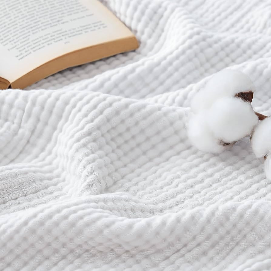 Bedsure 100% Cotton Muslin Throw Blanket Large 50x70 Inches - 4-Layer Breathable and Lightweight ... | Amazon (US)