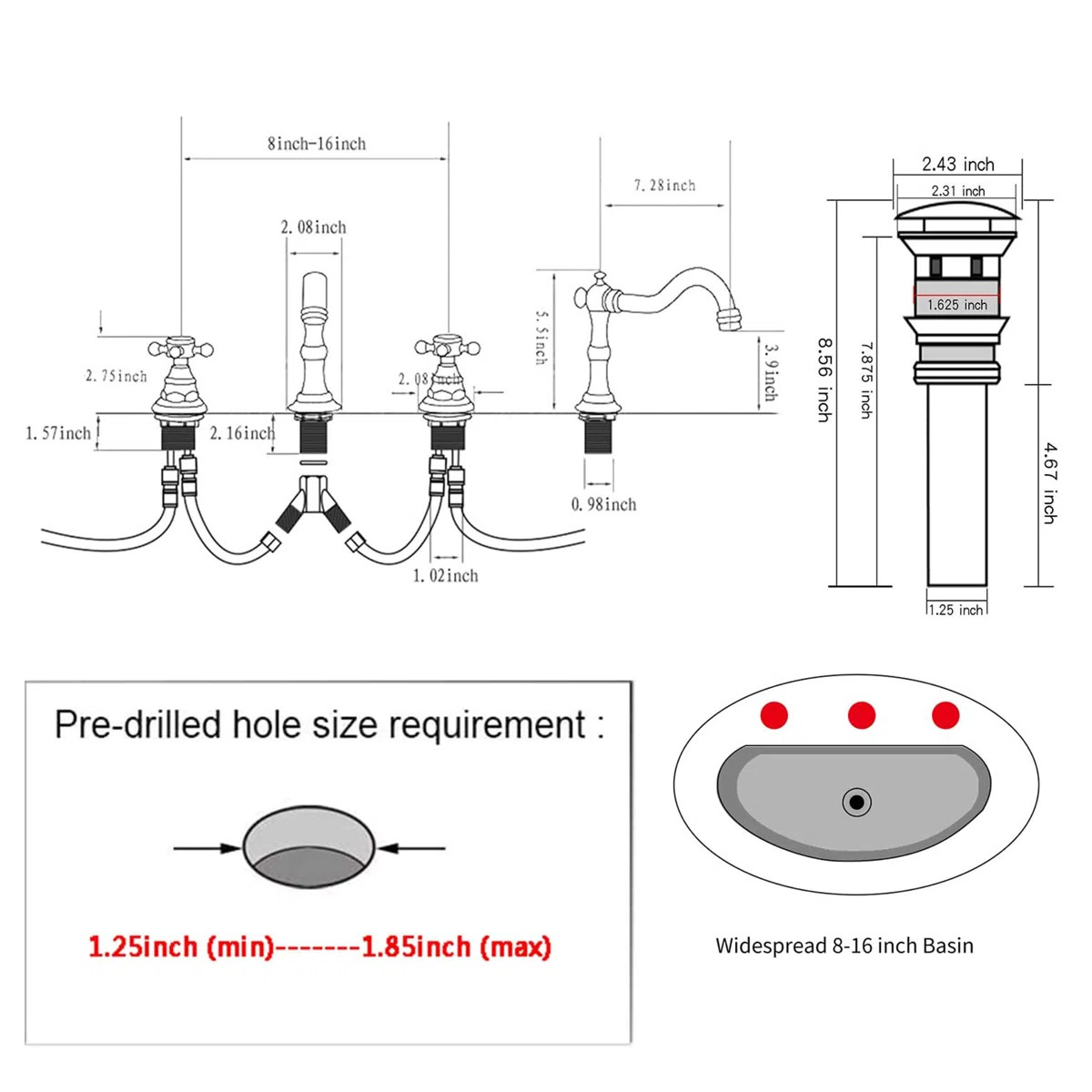 Widespread 2-handle Bathroom Faucet with Drain Assembly P-16389-BG | Wayfair North America