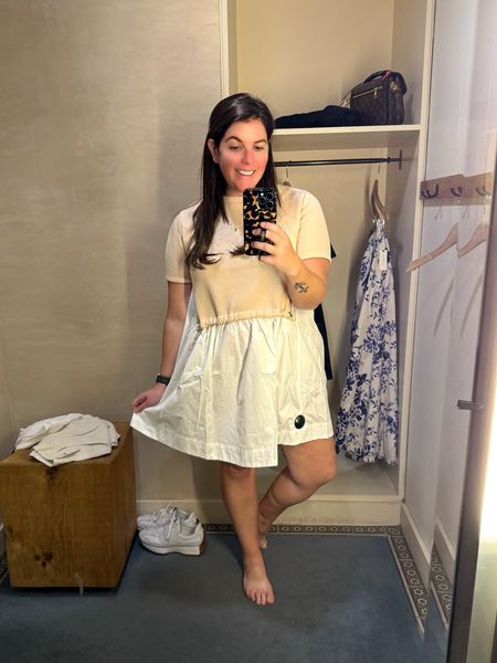 The cutest spring dress and I’m obsessed! This is a mixed media dress where the top is a cozy sweatshirt and the bottom is a lightweight skirt. The dress runs TTS (I’m in a medium) and also comes in a beautiful olive green color! 

#LTKmidsize #LTKSpringSale #LTKstyletip