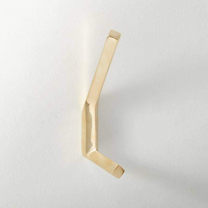 Blaine Modern Unlacquered Brass Wall Hook + Reviews | CB2 | CB2