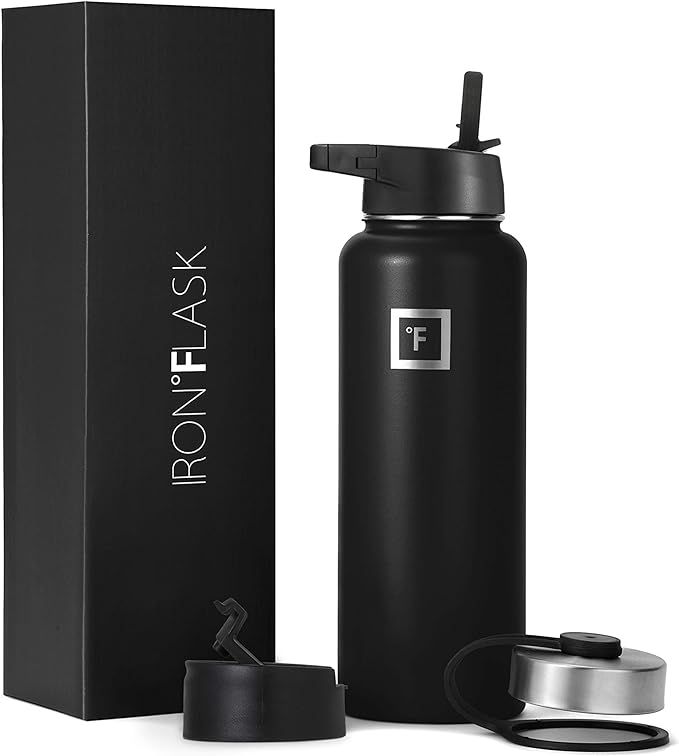Iron Flask Sports Water Bottle - 40 Oz, 3 Lids (Straw Lid), Leak Proof, Vacuum Insulated Stainles... | Amazon (US)