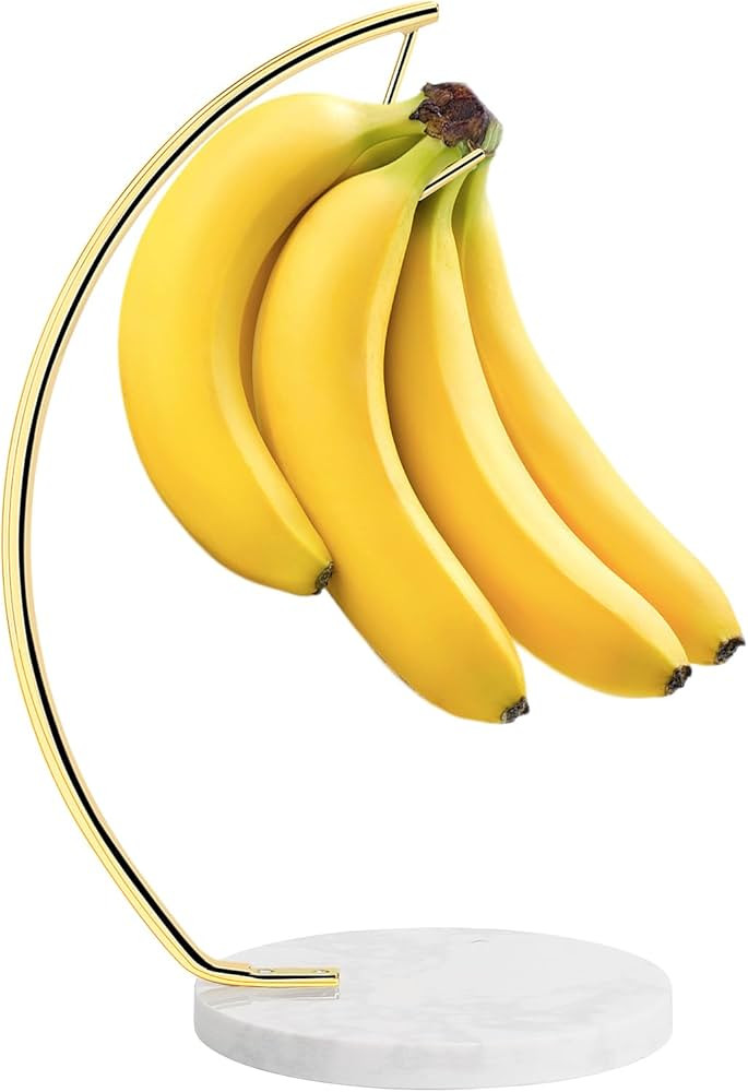 Livabber Banana Holder with Marble Base, Metal Banana Hanger Modern Tree Stand with Hook, Durable... | Amazon (US)