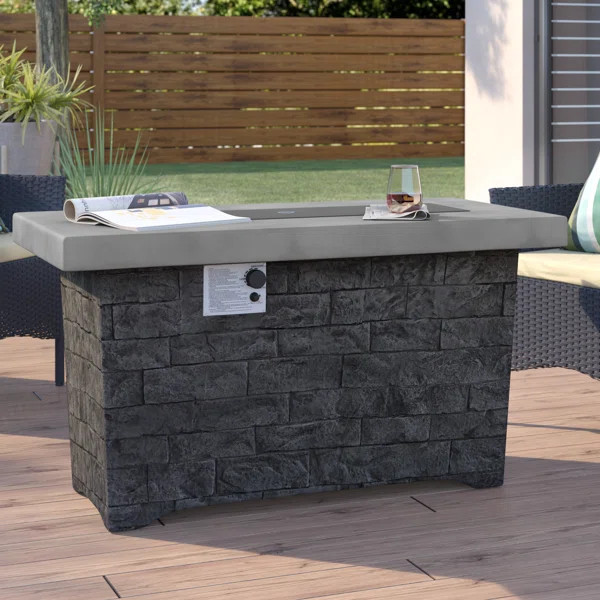 Kaysn 23.6'' H x 42.3'' W Magnesium Oxide Propane Outdoor Fire Pit Table | Wayfair North America