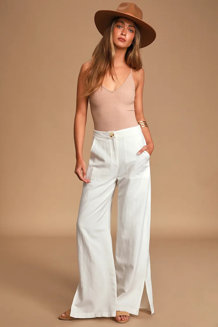 Jet Stream White High Waisted Wide Leg Pants | Lulus
