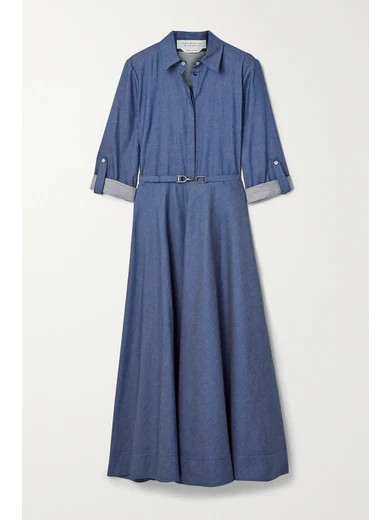 Gabriela Hearst - Marley Belted Cotton-chambray Shirt Dress - Blue | NET-A-PORTER (US)