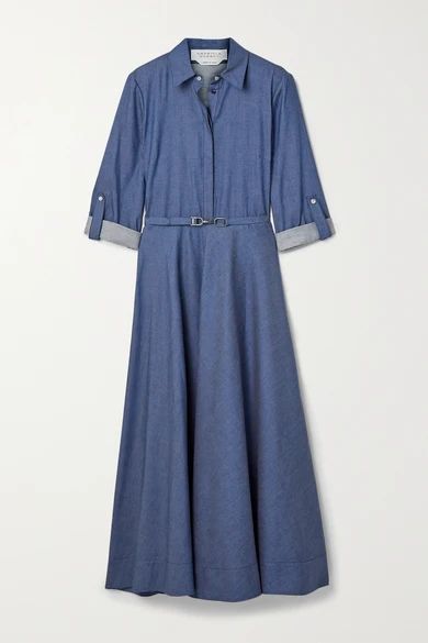 Gabriela Hearst - Marley Belted Cotton-chambray Shirt Dress - Blue | NET-A-PORTER (US)