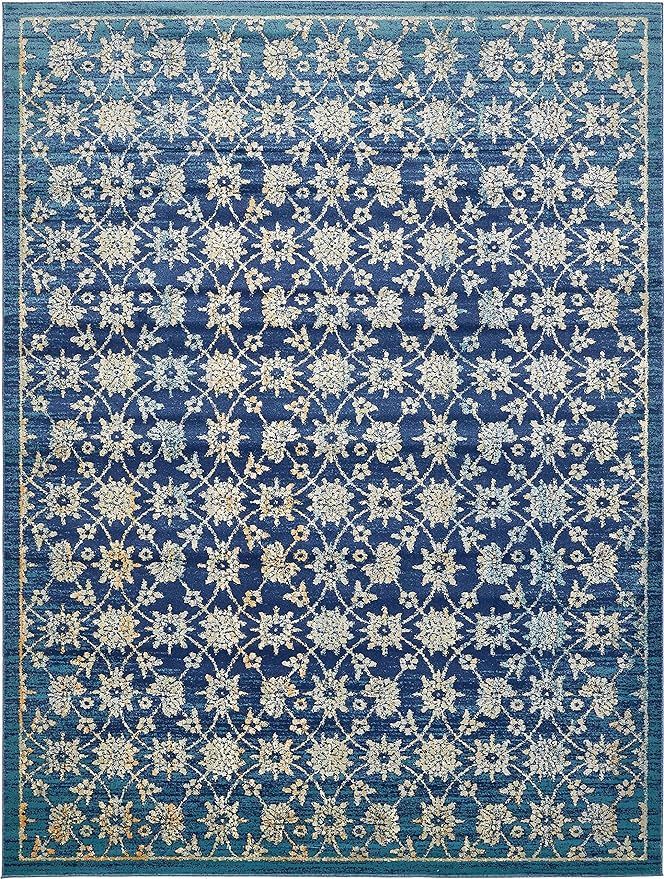 Unique Loom Oslo Collection Floral Traditional Vintage Navy Blue Area Rug (10' x 13') | Amazon (US)