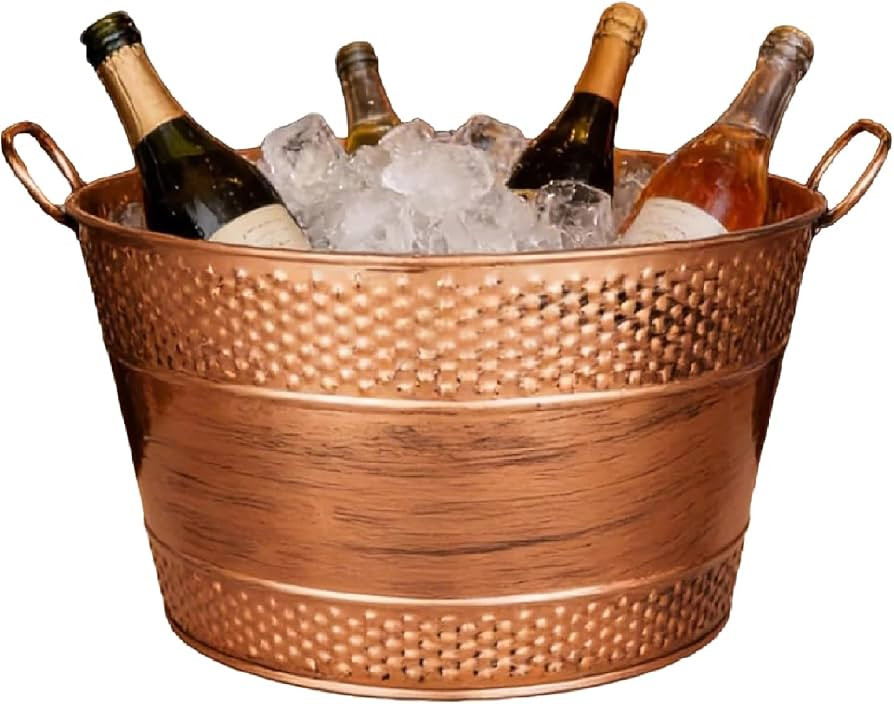 Beverage Tub Ice Bucket For Party, Thick Metal Galvanized Tub Drink Buckets, Beverage Bucket with... | Amazon (US)