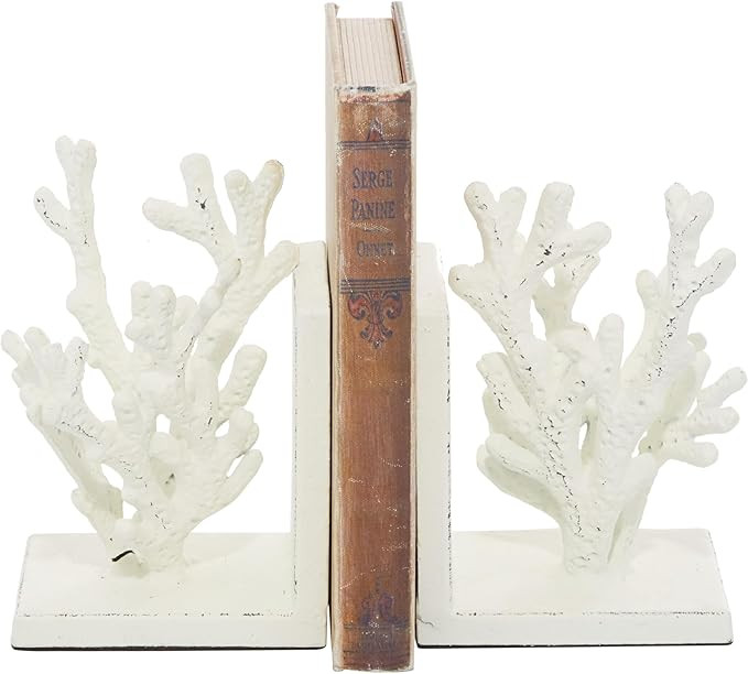 Deco 79 Metal Coral Bookends, Set of 2 5"W, 7"H, White | Amazon (US)