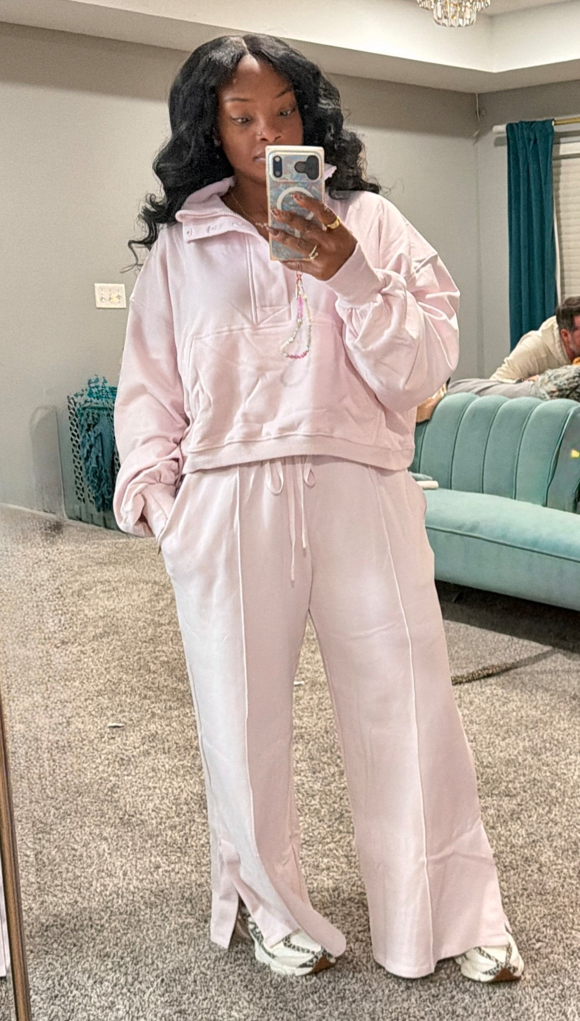 Found another cute travel set. I’m wearing a large in both pieces and I could have gone down a size. The pants are also in petite  

#LTKootd #LTKSaleAlert #LTKMidsize