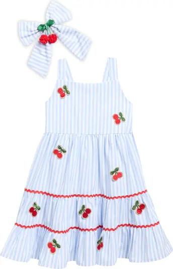 BLUEBERRY Kids' Cherry Stripe Sundress & Bow Set | Nordstromrack | Nordstrom Rack