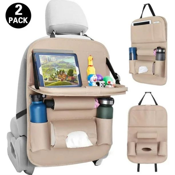 2Pcs Car Backseat Organizer with Tablet Holder，9 Storage Pockets PU Leather Car Storage Organiz... | Walmart (US)