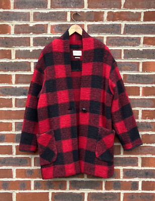 Isabel Marant Étoile Ladies Red Plaid Boiled Wool Flannel Coat UK6 US2 EU34 A297 | eBay UK