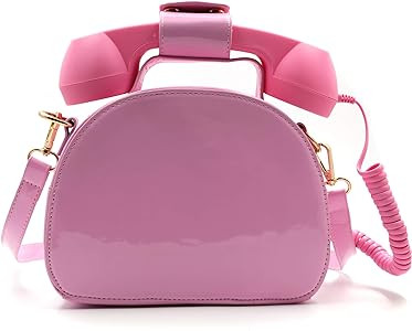 Retro dial telephone Crossbody Shoulder Bag,Pu Movable microphone Purse for Women | Amazon (US)