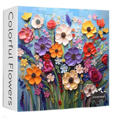 Etokfoks 1000 Piece Flower Puzzle for Adults Floral Mosaic Art Jigsaw with High Resolution Poster Finished Size 23.85 x 23.85 Inches | Target