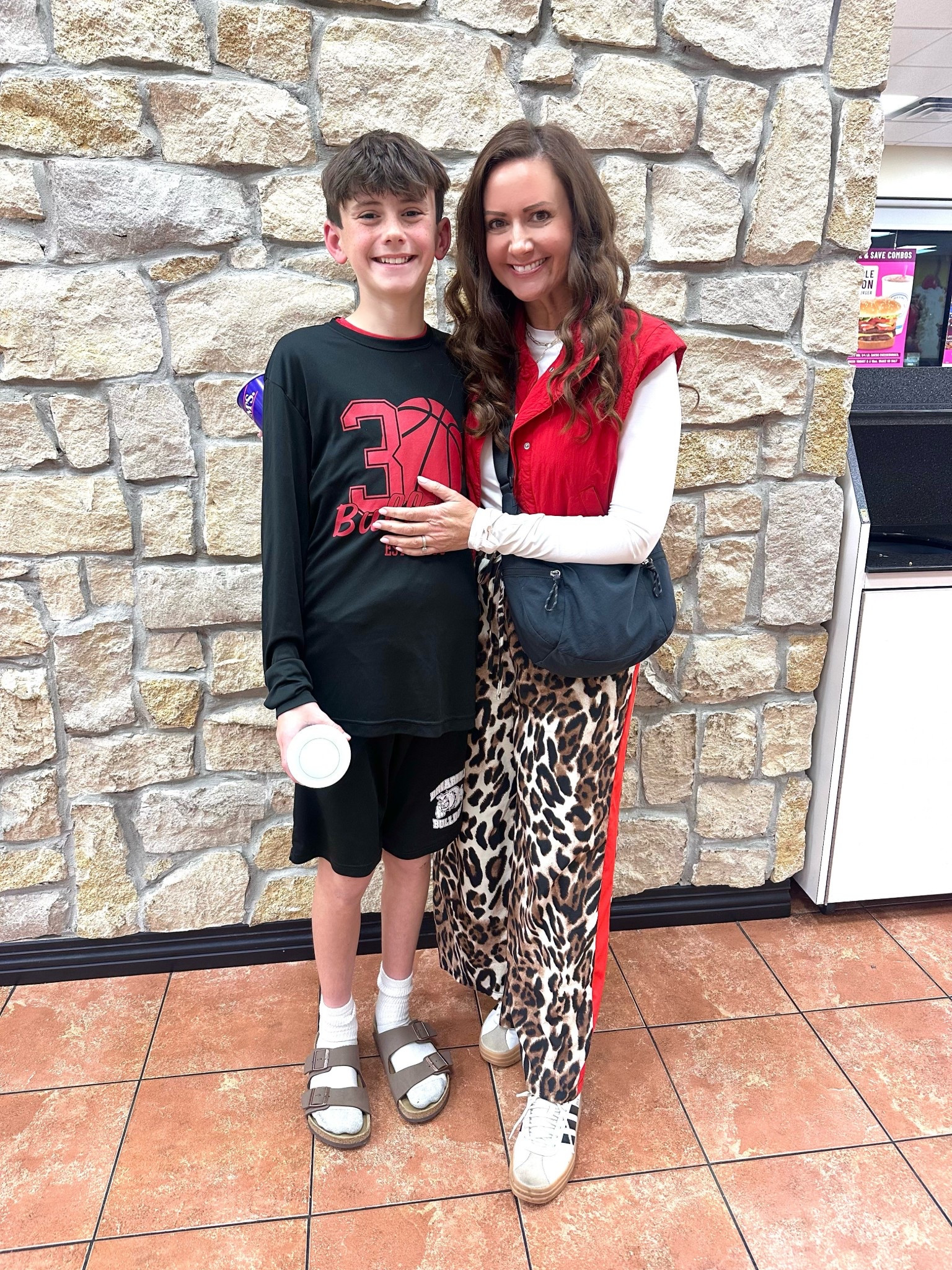 Post game ice cream with my favorite middle schooler! 
This exact vest is sold out, but linked several similar options that come in lots of color ways. Pants are a medium. 
