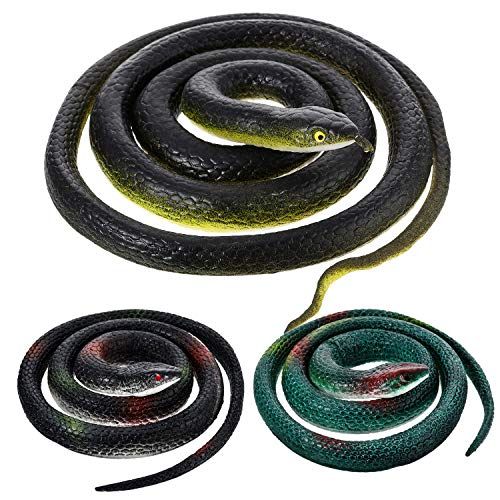 3 Pieces Large Rubber Snakes Realistic Fake Snakes Black Mamba Snake Toys for Garden Props to Keep B | Amazon (US)
