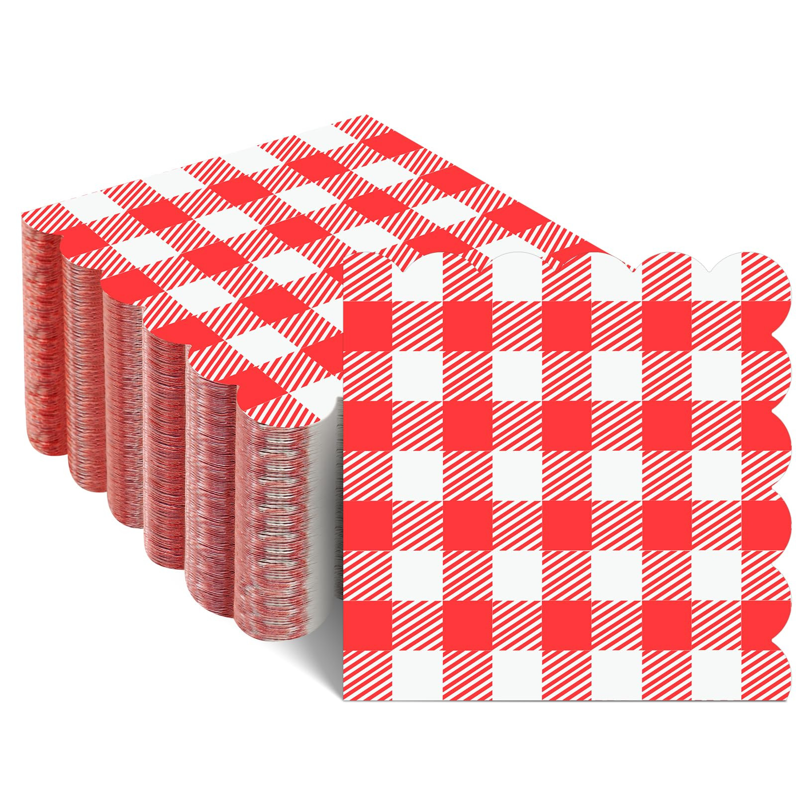 120 Pcs Red Gingham Napkins, Disposable Graudation Napkins Red and White Checkered Napkin Scallop... | Amazon (US)